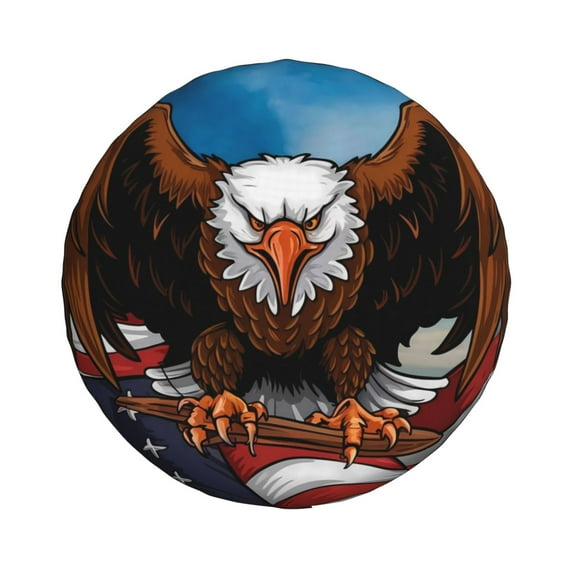 Haiem Spare Tire Cover , Wheel Cover with Cartoon Bald Eagle USA printed, Camper Spare Tire Cover Fit for Jeep Wrangler Rv SUV Truck Travel Trailer-14 inch