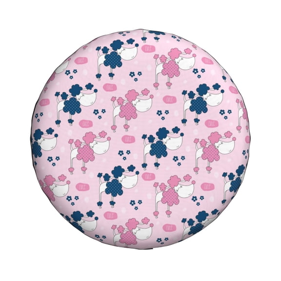 Haiem Spare Tire Cover , Wheel Cover with Cartoon Poodle Dog printed, Camper Spare Tire Cover Fit for Jeep Wrangler Rv SUV Truck Travel Trailer-14 inch