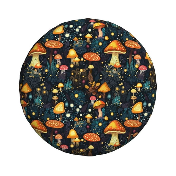 Haiem Spare Tire Cover , Wheel Cover with Colorful Plants Mushroom printed, Camper Spare Tire Cover Fit for Jeep Wrangler Rv SUV Truck Travel Trailer-14 inch