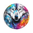 thumbnail image 1 of Haiem Spare Tire Cover , Wheel Cover with Cool Colorful Wolf printed, Camper Spare Tire Cover Fit for Jeep Wrangler Rv SUV Truck Travel Trailer-15 inch, 1 of 8