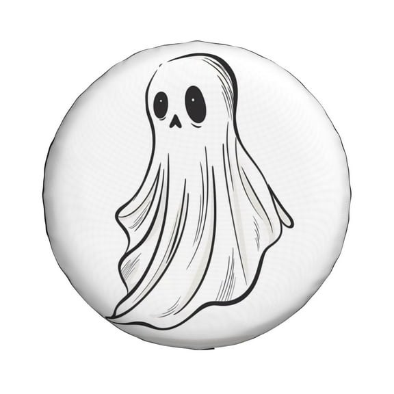Haiem Spare Tire Cover , Wheel Cover with Cute Ghost Simple Drawing printed, Camper Spare Tire Cover Fit for Jeep Wrangler Rv SUV Truck Travel Trailer-14 inch