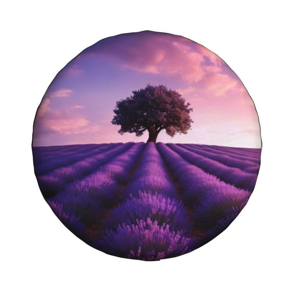 Haiem Spare Tire Cover , Wheel Cover with Lavender Field Sunset printed, Camper Spare Tire Cover Fit for Jeep Wrangler Rv SUV Truck Travel Trailer-14 inch