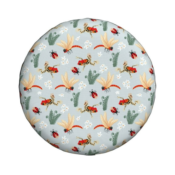 Haiem Spare Tire Cover , Wheel Cover with Ragonfly And Ladybug printed, Camper Spare Tire Cover Fit for Jeep Wrangler Rv SUV Truck Travel Trailer-14 inch