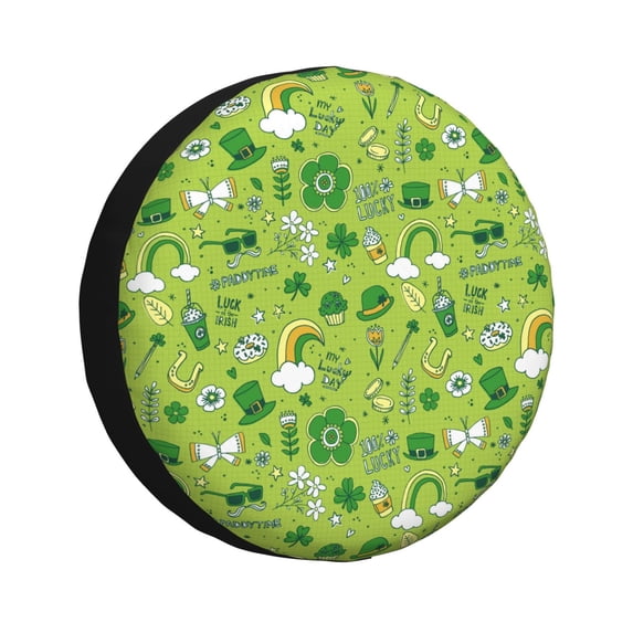 Haiem Spare Tire Cover , Wheel Cover with St. Patrick's day1 printed, Camper Spare Tire Cover Fit for Jeep Wrangler Rv SUV Truck Travel Trailer-15 inch