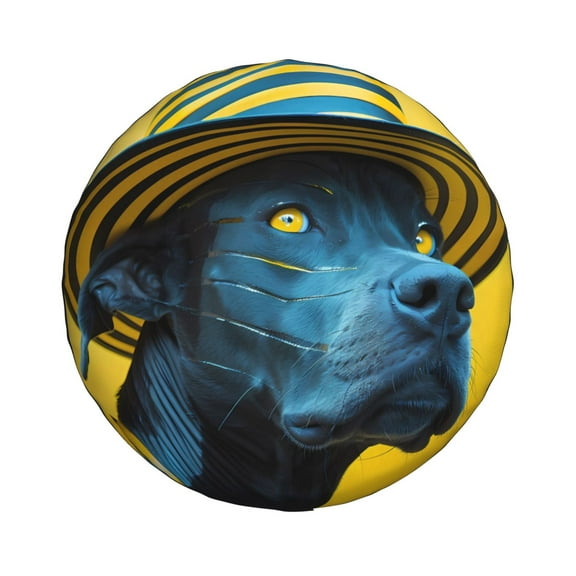 Haiem Spare Tire Cover , Wheel Cover with Stylish Yellow Dog printed, Camper Spare Tire Cover Fit for Jeep Wrangler Rv SUV Truck Travel Trailer-14 inch