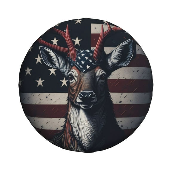 Haiem Spare Tire Cover , Wheel Cover with Vintage American Deer printed, Camper Spare Tire Cover Fit for Jeep Wrangler Rv SUV Truck Travel Trailer-15 inch