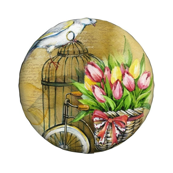 Haiem Spare Tire Cover , Wheel Cover with Watercolor Canary Bird printed, Camper Spare Tire Cover Fit for Jeep Wrangler Rv SUV Truck Travel Trailer-17 inch