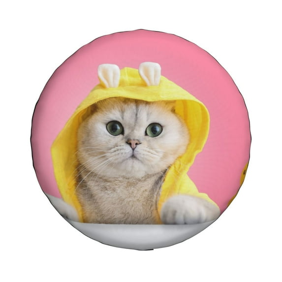 Haiem Spare Tire Cover , Wheel Cover with A Funny Cat printed, Camper Spare Tire Cover Fit for Jeep Wrangler Rv SUV Truck Travel Trailer-15 inch