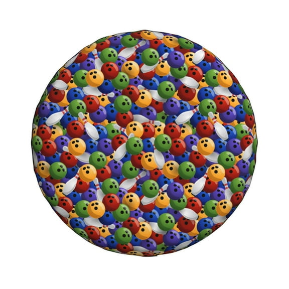 Haiem Spare Tire Cover , Wheel Cover with Bowling Colorful printed, Camper Spare Tire Cover Fit for Jeep Wrangler Rv SUV Truck Travel Trailer-14 inch