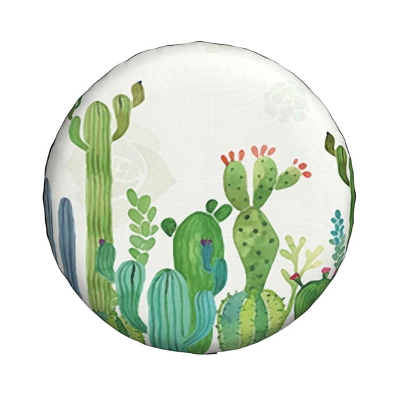 Haiem Spare Tire Cover , Wheel Cover with Cartoon Cactus printed, Camper Spare Tire Cover Fit for Jeep Wrangler Rv SUV Truck Travel Trailer-15 inch