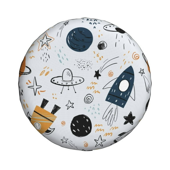 Haiem Spare Tire Cover , Wheel Cover with Cartoon Planets printed, Camper Spare Tire Cover Fit for Jeep Wrangler Rv SUV Truck Travel Trailer-14 inch