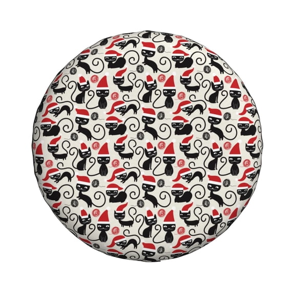 Haiem Spare Tire Cover , Wheel Cover with Christmas Cat printed, Camper Spare Tire Cover Fit for Jeep Wrangler Rv SUV Truck Travel Trailer-17 inch