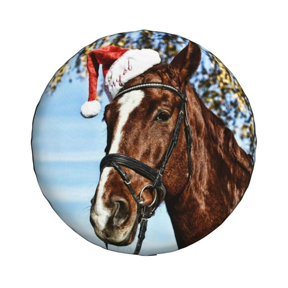 Haiem Spare Tire Cover , Wheel Cover with Christmas Horse printed, Camper Spare Tire Cover Fit for Jeep Wrangler Rv SUV Truck Travel Trailer-15 inch