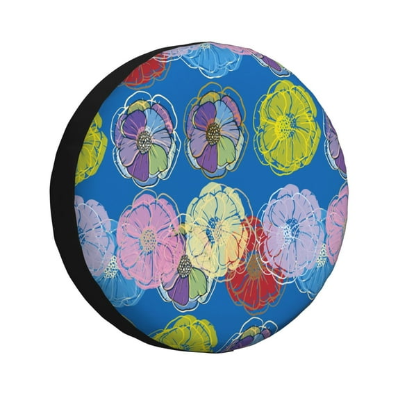 Haiem Spare Tire Cover , Wheel Cover with Colorful floral printed, Camper Spare Tire Cover Fit for Jeep Wrangler Rv SUV Truck Travel Trailer-17 inch