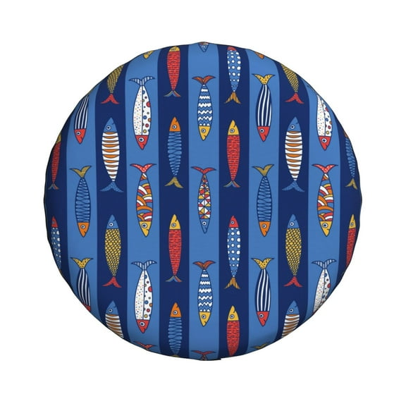 Haiem Spare Tire Cover , Wheel Cover with Cute Fish printed, Camper Spare Tire Cover Fit for Jeep Wrangler Rv SUV Truck Travel Trailer-14 inch