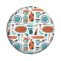 Haiem Spare Tire Cover , Wheel Cover with Cute Tableware printed, Camper Spare Tire Cover Fit for Jeep Wrangler Rv SUV Truck Travel Trailer-14 inch