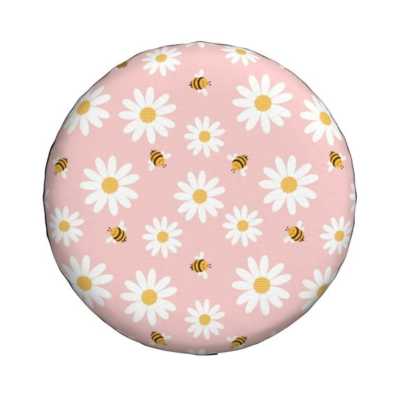 Haiem Spare Tire Cover , Wheel Cover with Daisy And Bee printed, Camper Spare Tire Cover Fit for Jeep Wrangler Rv SUV Truck Travel Trailer-17 inch