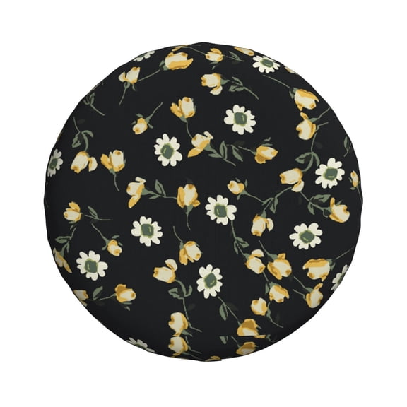 Haiem Spare Tire Cover , Wheel Cover with Daisy printed, Camper Spare Tire Cover Fit for Jeep Wrangler Rv SUV Truck Travel Trailer-17 inch