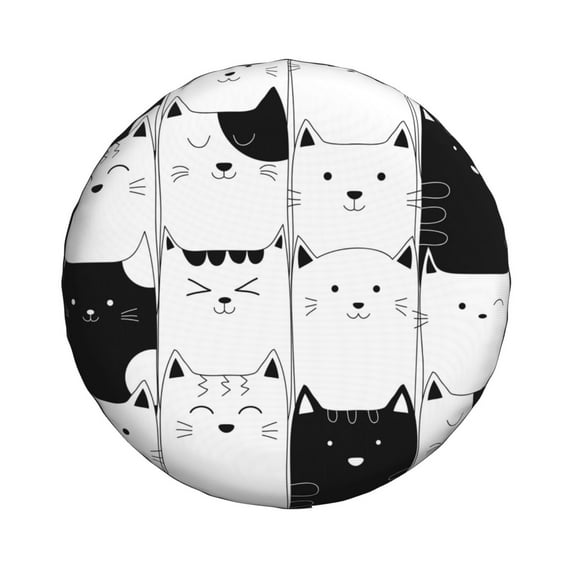 Haiem Spare Tire Cover , Wheel Cover with Doodle Cute Cat printed, Camper Spare Tire Cover Fit for Jeep Wrangler Rv SUV Truck Travel Trailer-15 inch