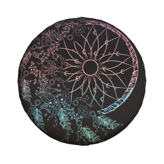 Haiem Spare Tire Cover , Wheel Cover with Dreamcatcher printed, Camper Spare Tire Cover Fit for Jeep Wrangler Rv SUV Truck Travel Trailer-17 inch