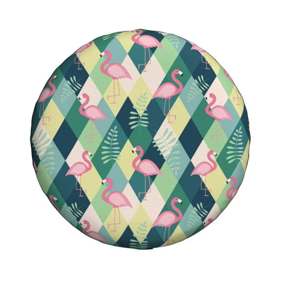 Haiem Spare Tire Cover , Wheel Cover with Flamingo printed, Camper Spare Tire Cover Fit for Jeep Wrangler Rv SUV Truck Travel Trailer-14 inch
