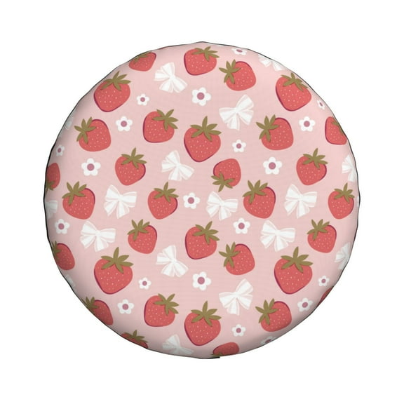 Haiem Spare Tire Cover , Wheel Cover with Floral Strawberr printed, Camper Spare Tire Cover Fit for Jeep Wrangler Rv SUV Truck Travel Trailer-14 inch