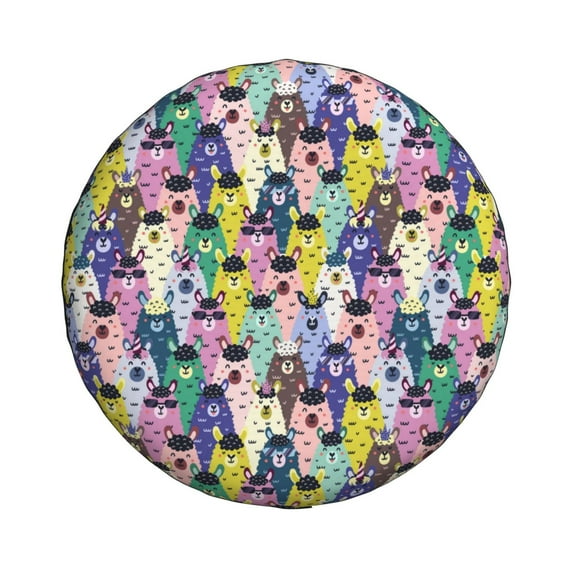 Haiem Spare Tire Cover , Wheel Cover with Llamas Colorful printed, Camper Spare Tire Cover Fit for Jeep Wrangler Rv SUV Truck Travel Trailer-17 inch