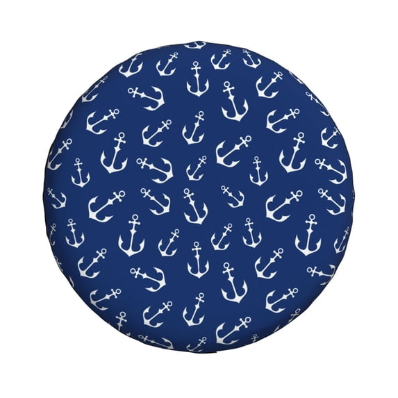 Haiem Spare Tire Cover , Wheel Cover with Nautical Anchors printed, Camper Spare Tire Cover Fit for Jeep Wrangler Rv SUV Truck Travel Trailer-15 inch