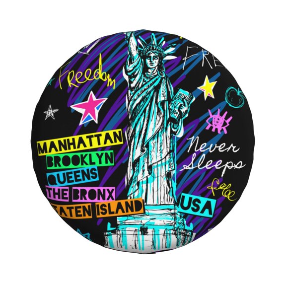 Haiem Spare Tire Cover , Wheel Cover with New York City printed, Camper Spare Tire Cover Fit for Jeep Wrangler Rv SUV Truck Travel Trailer-17 inch