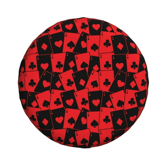 Haiem Spare Tire Cover , Wheel Cover with Playing Cards printed, Camper Spare Tire Cover Fit for Jeep Wrangler Rv SUV Truck Travel Trailer-16 inch