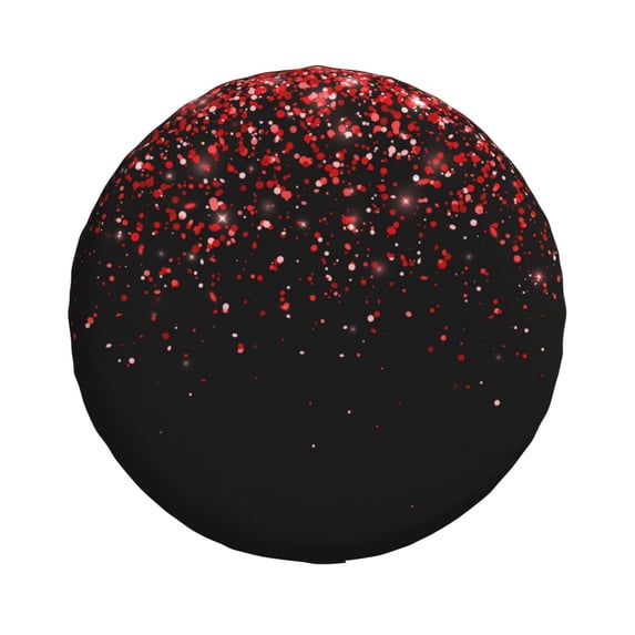 Haiem Spare Tire Cover , Wheel Cover with Red Glitter1 printed, Camper Spare Tire Cover Fit for Jeep Wrangler Rv SUV Truck Travel Trailer-17 inch
