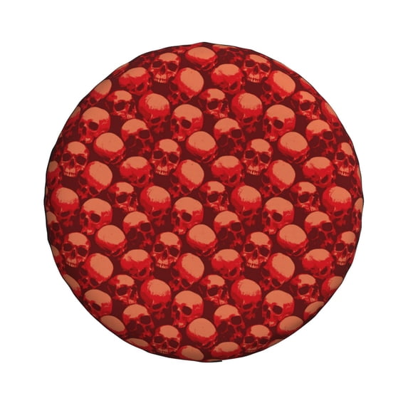 Haiem Spare Tire Cover , Wheel Cover with Red Skulls 1 printed, Camper Spare Tire Cover Fit for Jeep Wrangler Rv SUV Truck Travel Trailer-17 inch
