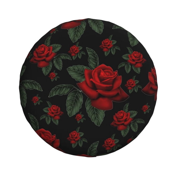 Haiem Spare Tire Cover , Wheel Cover with Roses printed, Camper Spare Tire Cover Fit for Jeep Wrangler Rv SUV Truck Travel Trailer-17 inch
