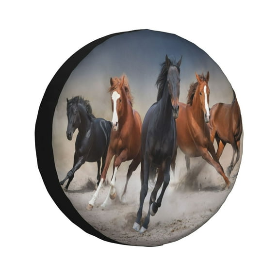 Haiem Spare Tire Cover , Wheel Cover with Running Horses printed, Camper Spare Tire Cover Fit for Jeep Wrangler Rv SUV Truck Travel Trailer-17 inch
