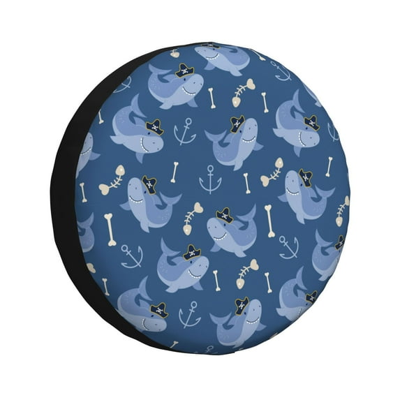 Haiem Spare Tire Cover , Wheel Cover with Shark pirate printed, Camper Spare Tire Cover Fit for Jeep Wrangler Rv SUV Truck Travel Trailer-15 inch