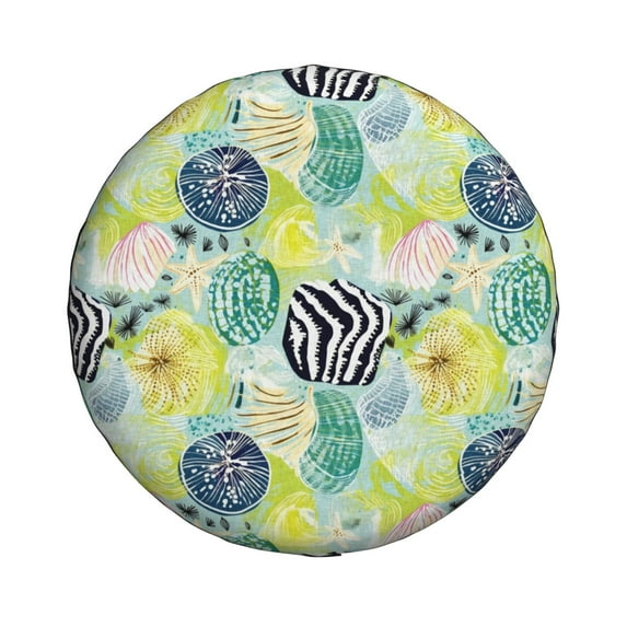 Haiem Spare Tire Cover , Wheel Cover with Shell Clam printed, Camper Spare Tire Cover Fit for Jeep Wrangler Rv SUV Truck Travel Trailer-14 inch