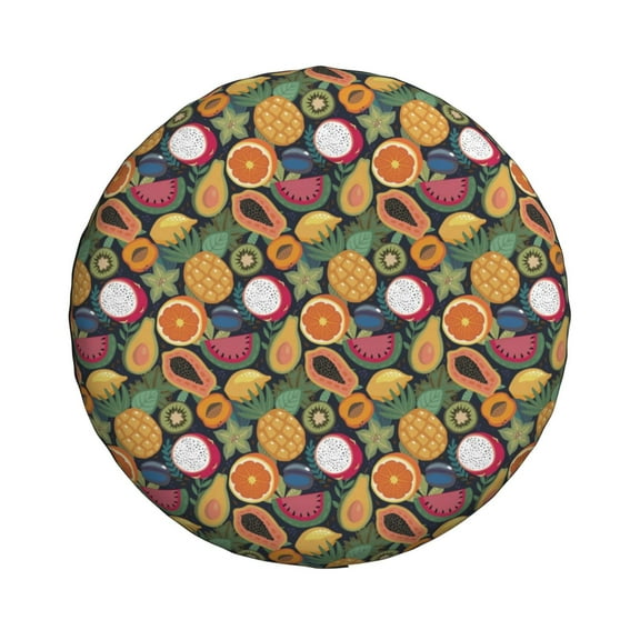 Haiem Spare Tire Cover , Wheel Cover with Tropical Fruits printed, Camper Spare Tire Cover Fit for Jeep Wrangler Rv SUV Truck Travel Trailer-14 inch