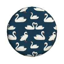 Haiem Spare Tire Cover , Wheel Cover with White Swam printed, Camper Spare Tire Cover Fit for Jeep Wrangler Rv SUV Truck Travel Trailer-14 inch