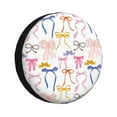 thumbnail image 1 of Haiem Spare Tire Cover , Wheel Cover with bow ribbons printed, Camper Spare Tire Cover Fit for Jeep Wrangler Rv SUV Truck Travel Trailer-17 inch, 1 of 6