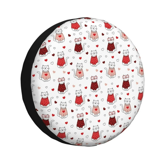 Haiem Spare Tire Cover , Wheel Cover with cute cat hearts printed, Camper Spare Tire Cover Fit for Jeep Wrangler Rv SUV Truck Travel Trailer-17 inch