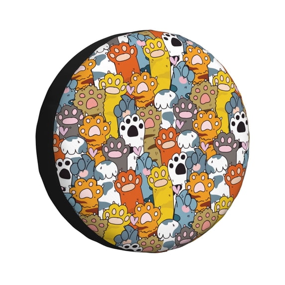 Haiem Spare Tire Cover , Wheel Cover with cute paw printed, Camper Spare Tire Cover Fit for Jeep Wrangler Rv SUV Truck Travel Trailer-14 inch