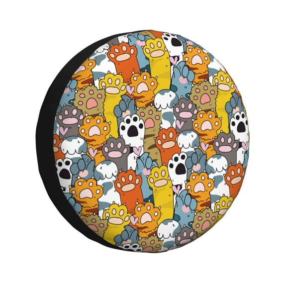 Haiem Spare Tire Cover , Wheel Cover with cute paw printed, Camper Spare Tire Cover Fit for Jeep Wrangler Rv SUV Truck Travel Trailer-16 inch