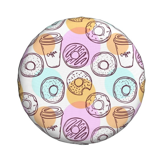 Haiem Spare Tire Cover , Wheel Cover with Donuts and Coffee printed, Camper Spare Tire Cover Fit for Jeep Wrangler Rv SUV Truck Travel Trailer-17 inch