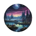thumbnail image 1 of Haiem Spare Tire Cover , Wheel Cover with Fantasy Landscape Starry Night printed, Camper Spare Tire Cover Fit for Jeep Wrangler Rv SUV Truck Travel Trailer-16 inch, 1 of 8