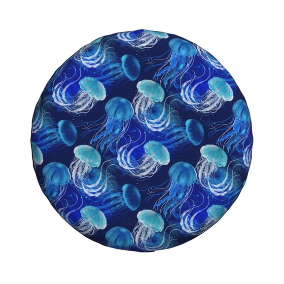 Haiem Spare Tire Cover , Wheel Cover with Glowing Jellyfish Pattern printed, Camper Spare Tire Cover Fit for Jeep Wrangler Rv SUV Truck Travel Trailer-14 inch