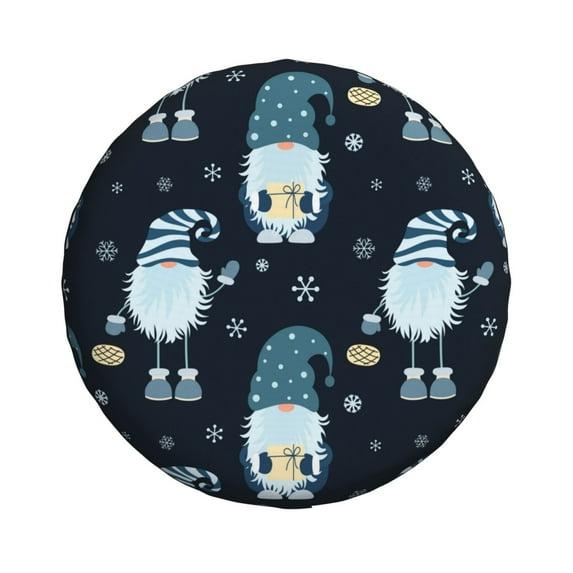 Haiem Spare Tire Cover , Wheel Cover with Gnome and Snowflakes printed, Camper Spare Tire Cover Fit for Jeep Wrangler Rv SUV Truck Travel Trailer-15 inch