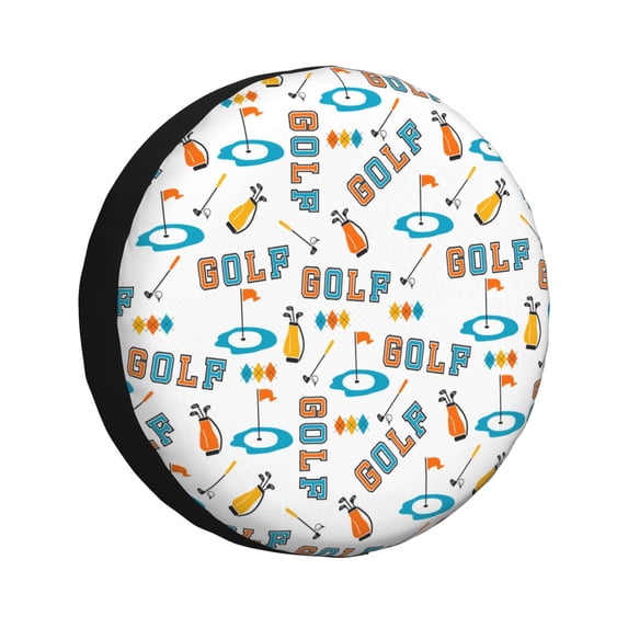 Haiem Spare Tire Cover , Wheel Cover with Golfing Clubhouse printed, Camper Spare Tire Cover Fit for Jeep Wrangler Rv SUV Truck Travel Trailer-14 inch