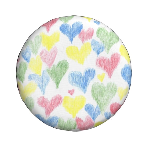 Haiem Spare Tire Cover , Wheel Cover with Hand Drawn Colored Hearts printed, Camper Spare Tire Cover Fit for Jeep Wrangler Rv SUV Truck Travel Trailer-14 inch