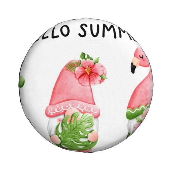 Haiem Spare Tire Cover , Wheel Cover with Hello Summer Gnome printed, Camper Spare Tire Cover Fit for Jeep Wrangler Rv SUV Truck Travel Trailer-14 inch