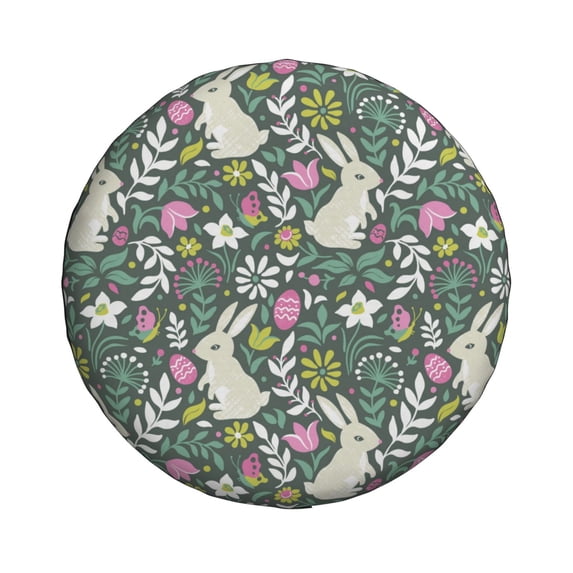 Haiem Spare Tire Cover , Wheel Cover with Retro Bunny Floral printed, Camper Spare Tire Cover Fit for Jeep Wrangler Rv SUV Truck Travel Trailer-14 inch